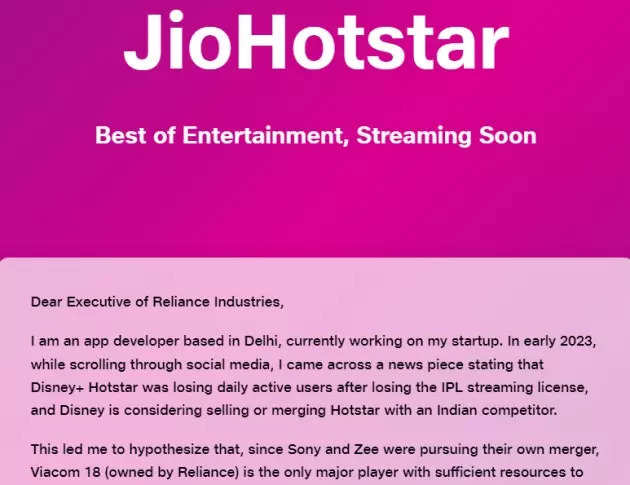 Delhi 'dreamer' buys Jiohotstar.com and now wants Mukesh Ambani's Reliance  to fund his Cambridge tuition fee. Read letter - The Economic Times