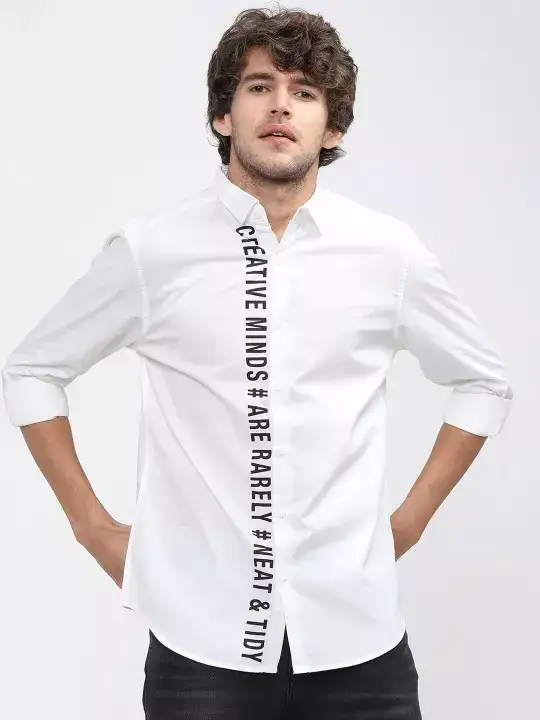 Image for HIGHLANDER-Men%E2%80%99sWhiteSlimFitPrintedCasualShirt