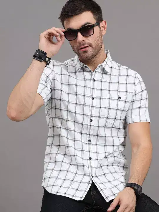 Image for HERE%26NOW-Men'sWhite%26GreySlimFitCasualShirt