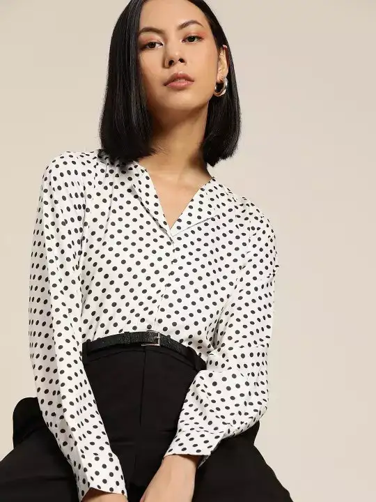Image for HerbyInvictus-Women'sWhite%26BlackPrintedCasualShirt