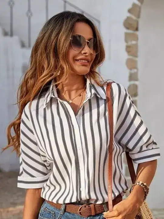 Image for StylecastXSlyck-Women'sComfortVerticalStripedCasualShirt