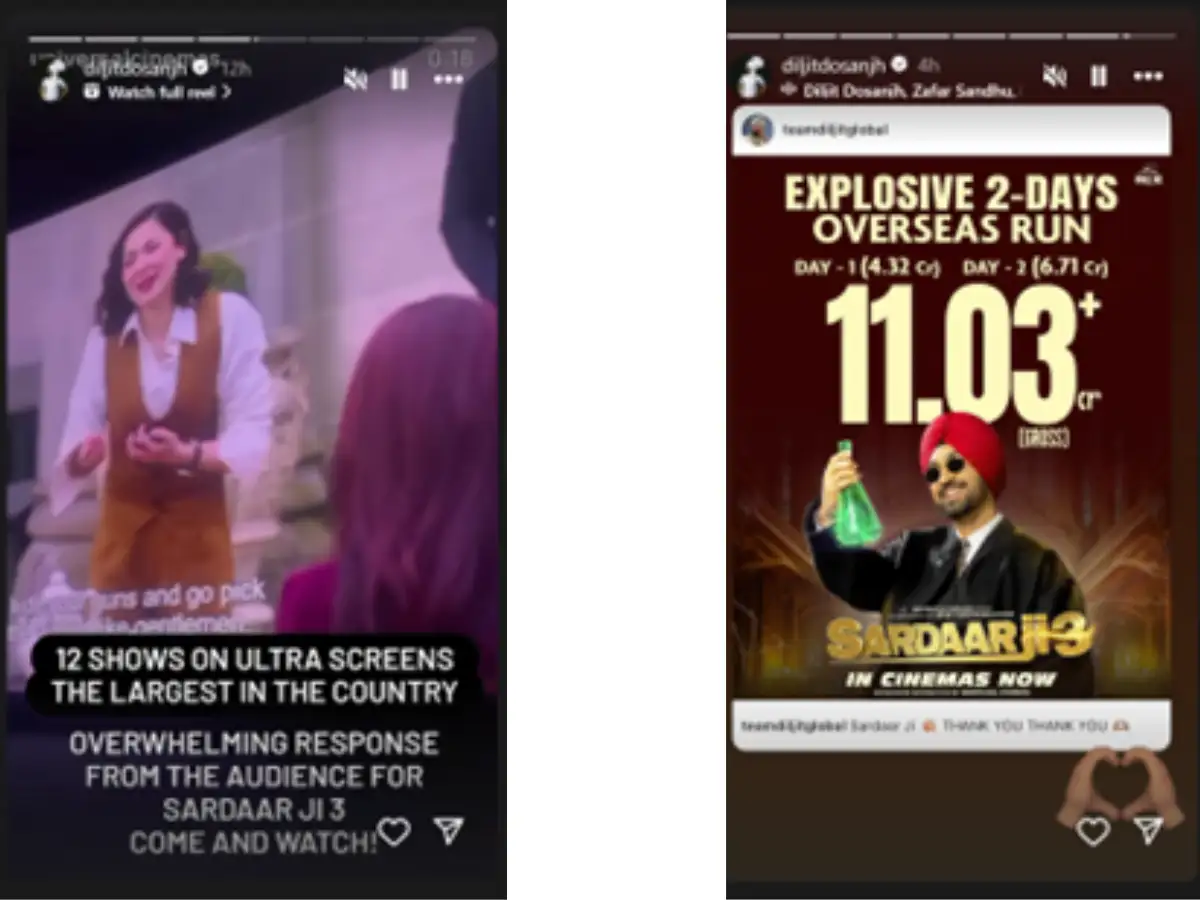 Diljit Instagram stories