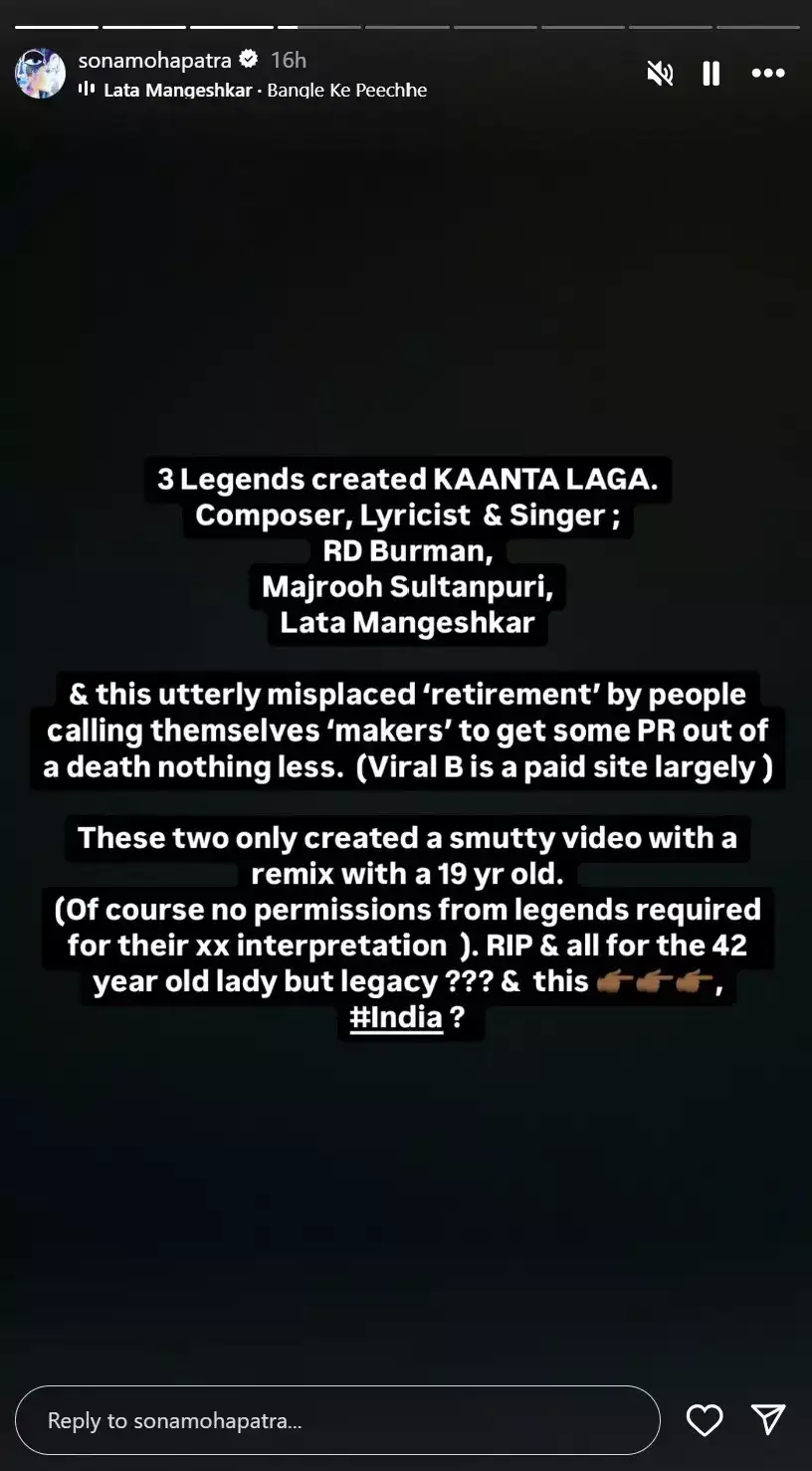 Sona Mohapatra's Instagram Story