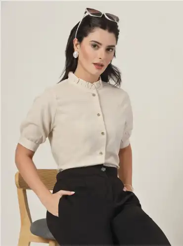 Image for StyleQuotientWomenMandarinCollarCottonFormalShirt