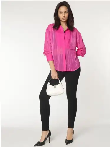 Image for Marks%26SpencerWomenSpreadCollarVerticalStripedCasualShirt