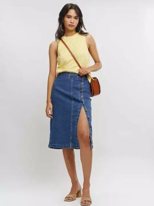 Image for FREAKINS-BodyconMidiDenimSkirts