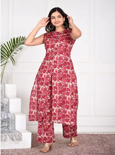 Image for PristyleWomenFloralPrintedRegularKurtawithPalazzos