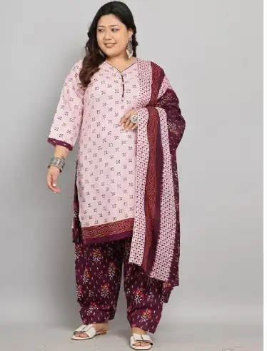 Image for RajnandiniGeometricPrintedV-NeckStraightKurtaWithSalwar%26Dupatta