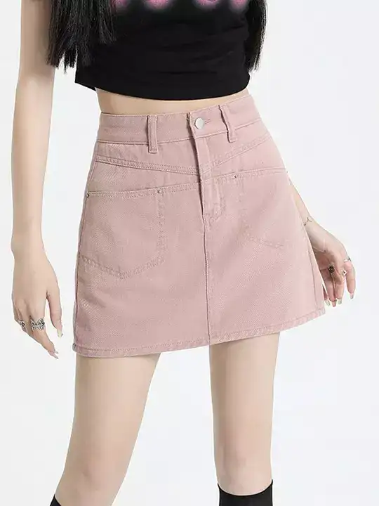 Image for LULU%26SKY-WomenA-lineMiniZip-flyShortDenimSkirt