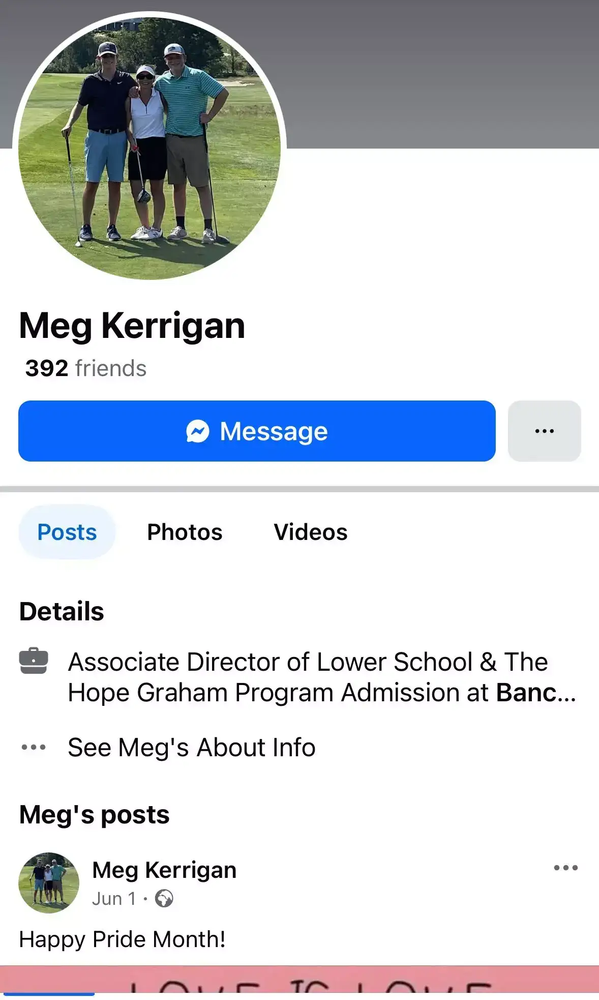 Megan Kerrigan's old Facebook page screenshot. This account was deleted. Megan Kerrigan's old Facebook page screenshot. This account was deleted.