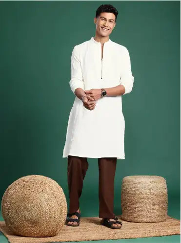 Image for SangriaMenSolidPureCottonKurta