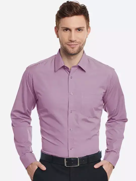Image for EnglishNavy-Men'sMauveSlim-FitSolidFormalShirt