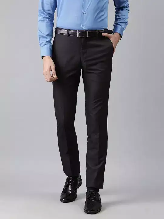 Image for Raymond-MenCharcoalGreySlimFitSelfDesignFormalTrousers
