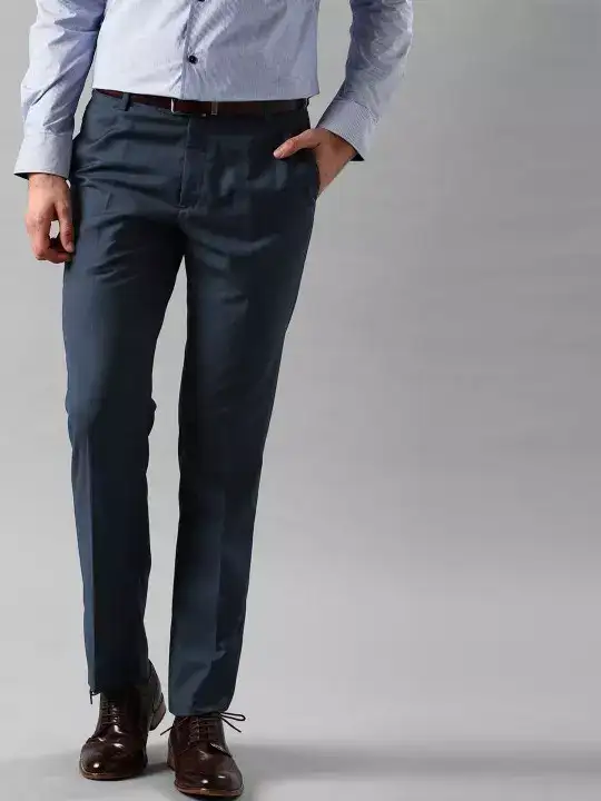 Image for INVICTUS-Men%E2%80%99sNavyBlueSlimFitFormalTrousers