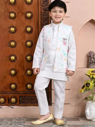 Image for BTDEZINESBoysBandCollarStraightKurtawithPyjamasandJacket