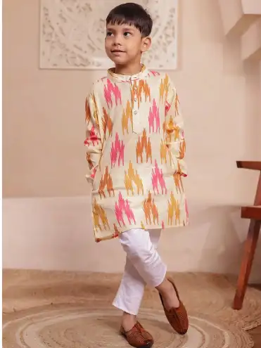Image for StuffieLandBoysAbstractPrintedCottonKurtawithPyjama
