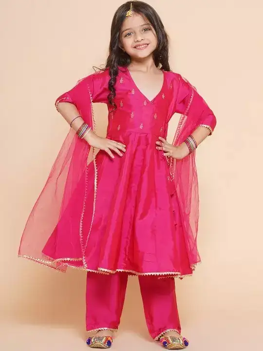 Image for BitiyabyBhama-GirlsEmbroideredAngrakhaKurtawithTrousers%26Dupatta