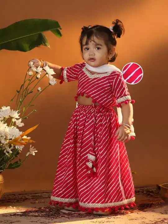 Image for VASTRAMAY-InfantGirlsLeheriyaPrintedLehenga%26BlouseWithDupatta