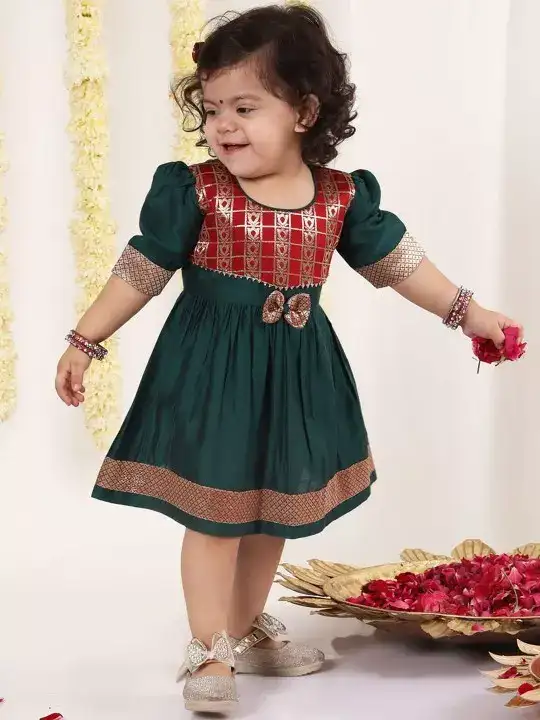 Image for VASTRAMAY-InfantGirlsSelfDesignBowFit%26FlareEthnicDress
