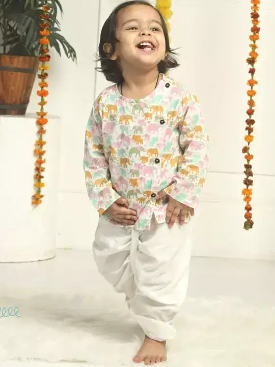 Image for PolkaTots-Infants%2CAngrakhaKurtawithDhotiPants