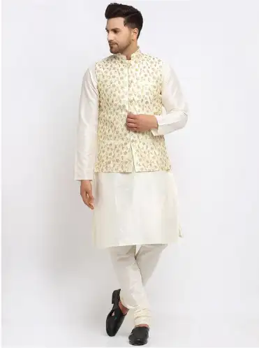 Image for KRAFTINDIADupionSilkKurtawithChuridar%26NehruJacket