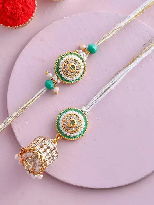 Image for Voylla-Setof2PearlsAndKundanDetailsBhaiyaBhabhiRakhi