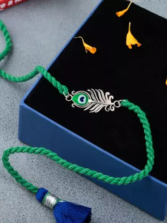 Image for MeenakariHeritageJewellery-SterlingSilverMorPankhRakhi