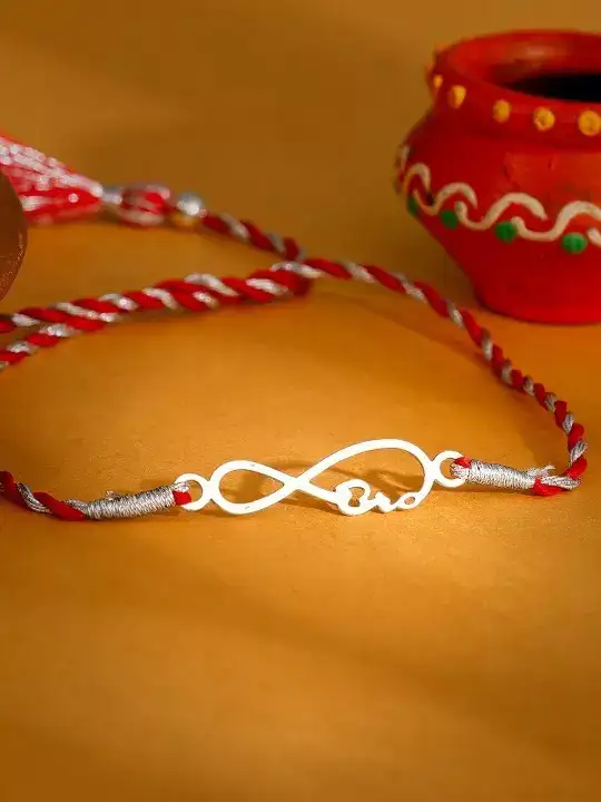 Image for GIVA-925SterlingSilverInfinityRakhiwithRoliChawal