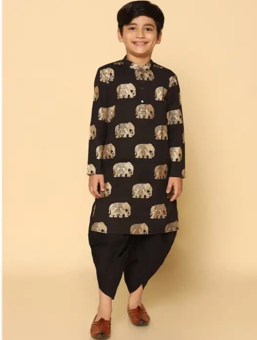 Image for KISAHBoysEthnicMotifsPrintedKurtaWithDhotiPants