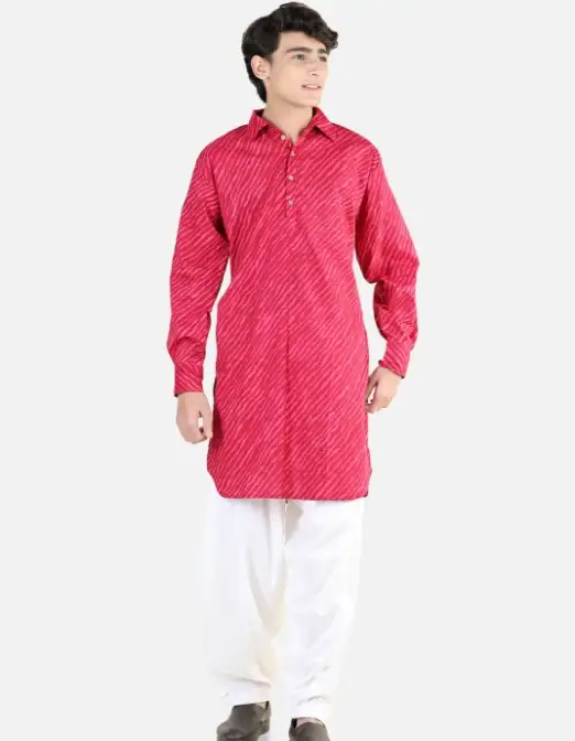 Image for BownBeeBoysLeheriyaPrintedPureCottonKurtawithSalwar