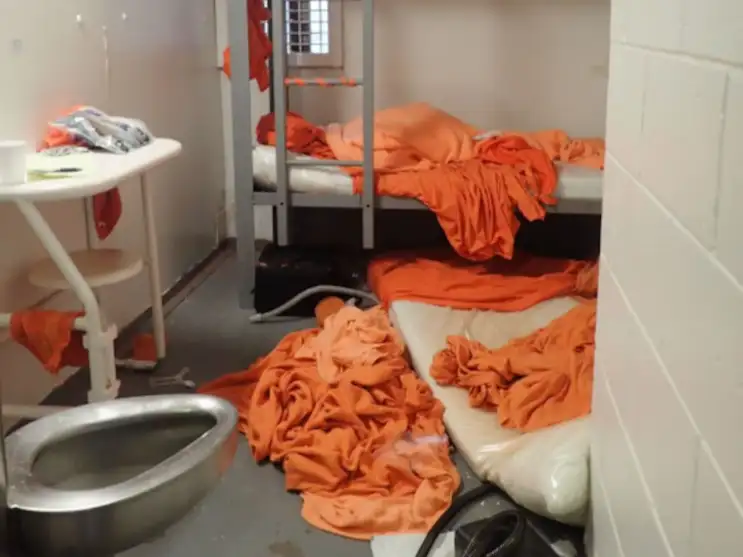 The prison cell of Jeffrey Epstein following his suicide at the Metropolitan Correctional Center in New York