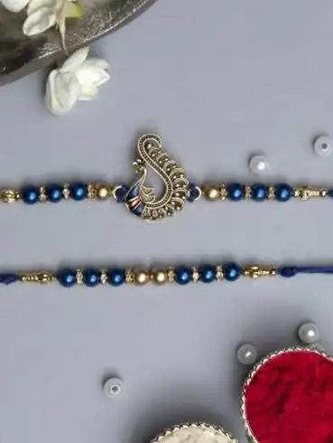 Image for eCraftIndiaSetof2PearlDesignerRakhiGiftSet