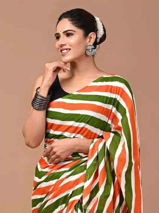 Image for CraftsModa-WomenLeheriyaPureCottonBagruSaree