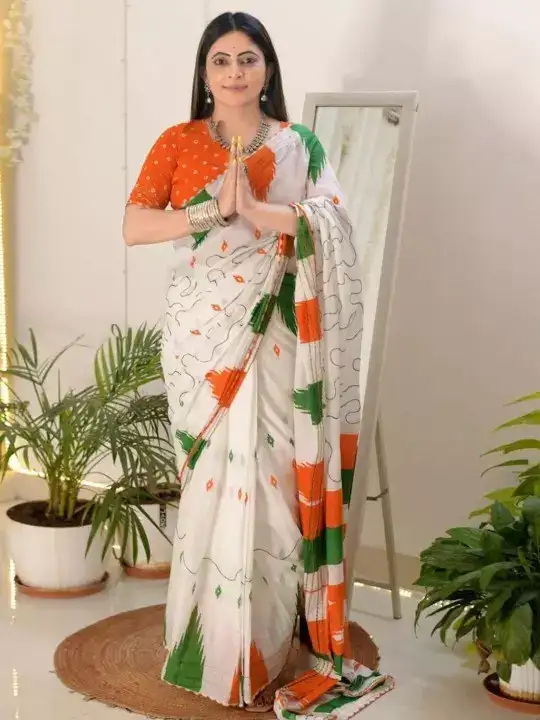 Image for MokshaTrends-GeometricPrintedSareewithBlousePiece