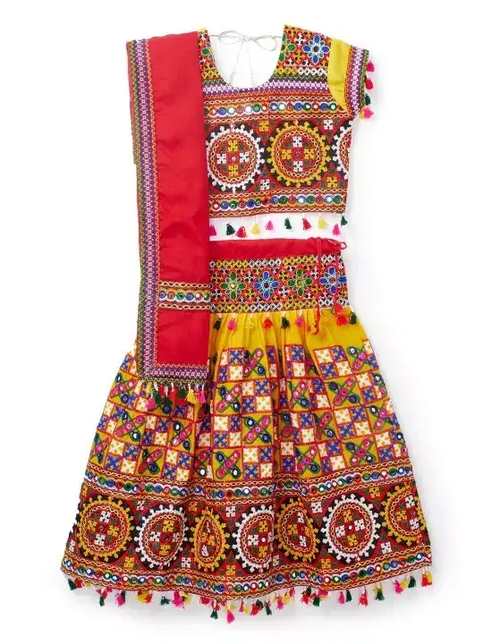 Image for BANJARAINDIA-GirlsKutchiEmbroideredCottonLehenga