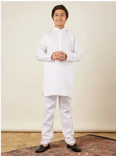 Image for AjDEZInESBoysBandCollarPureCottonKurtawithPyjamas