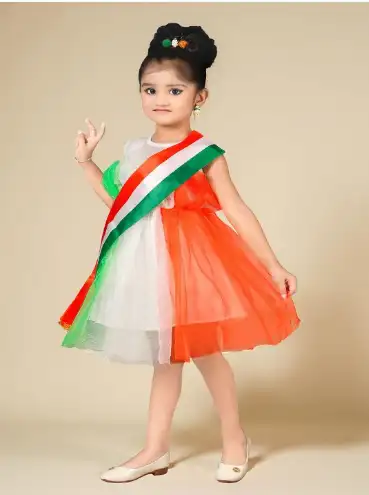 Image for KAARIGARIGirlsTirangaColourblockedNetFit%26FlareDress