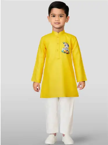 Image for JBNCreationBoysKrishnaPrintedRegularKurtawithPyjamas