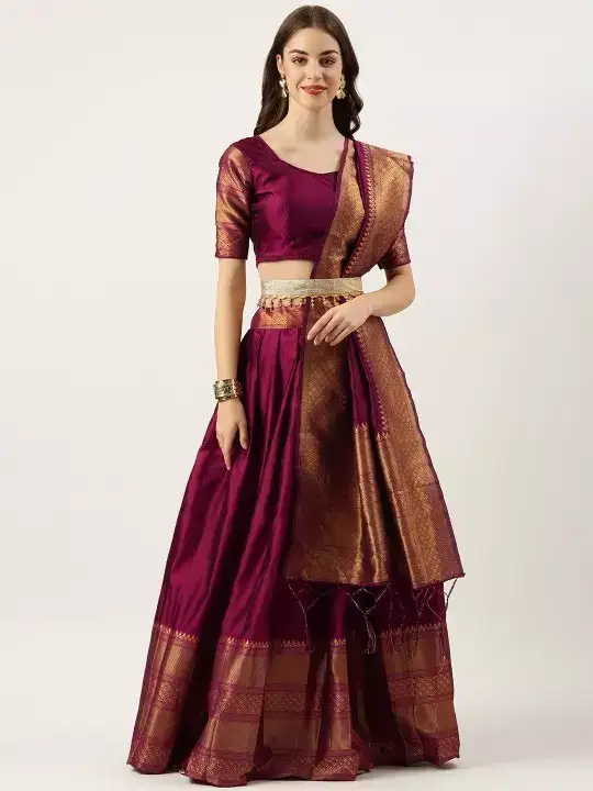Image for Fabcartz-WovenDesignSemi-StitchedLehenga%26UnstitchedBlouseWithDupatta