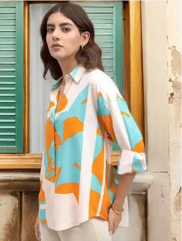 Image for DLWomanAbstractPrintedOversizedCasualShirt
