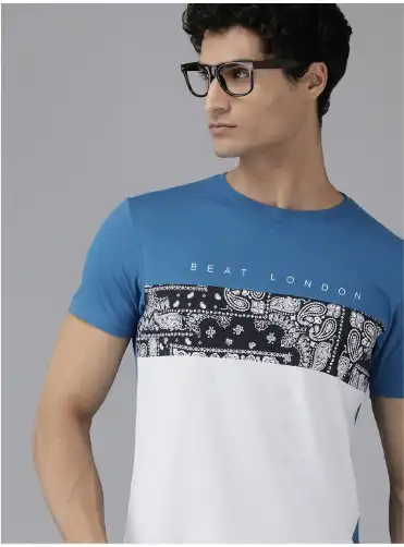 Image for BEATLONDONbyPEPEJEANSColourblockedBandanaprintedSlimFitT-shirt