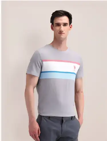 Image for U.S.PoloAssn.MenColourblockedCottonSlimFitT-Shirt