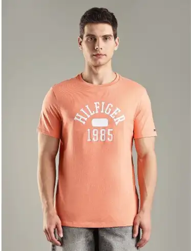 Image for TommyHilfigerMenBrandLogoPrintedRoundNeckCottonT-shirt