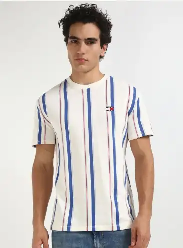 Image for TommyHilfigerMenStripedRoundNeckCottonT-shirt