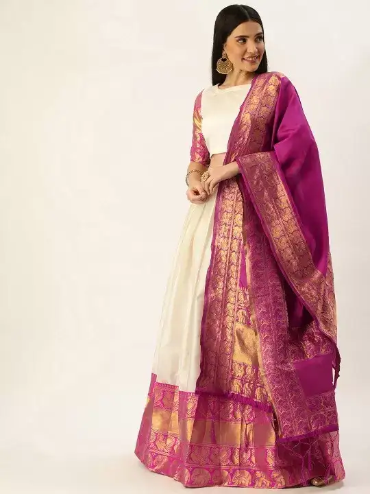 Image for Fabcartz-ZariWovenDesignSemi-StitchedLehenga