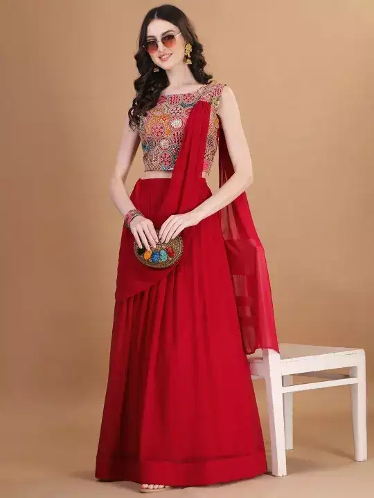 Image for Kinjo-EmbroideredThreadWorkReadytoWearLehenga%26BlouseWithDupatta