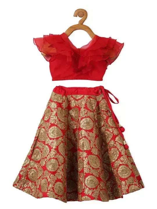 Image for PICCOLO-Red%26Gold-ColouredReadytoWearLehengawithBlouse