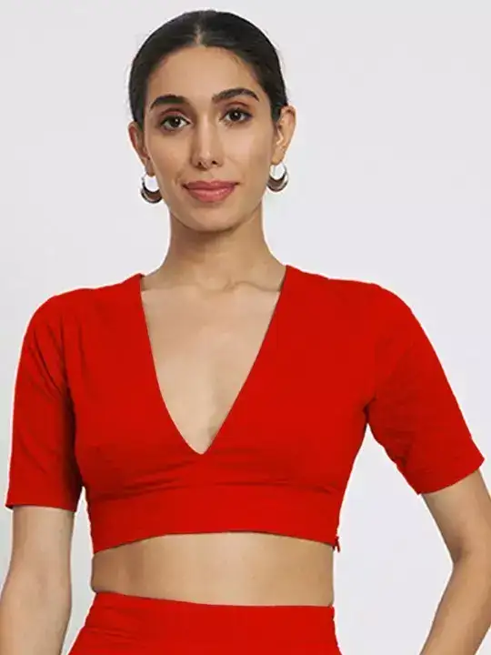 Image for Thevasa-EverydayDivineDepthVNeckHalfSleevesSareeBlouse