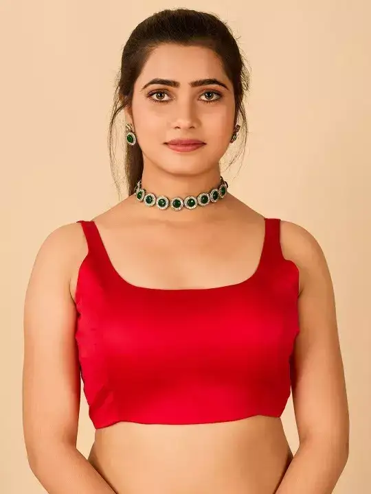 Image for Flaher-RoundNeckSatinReadymadeSareeBlouse