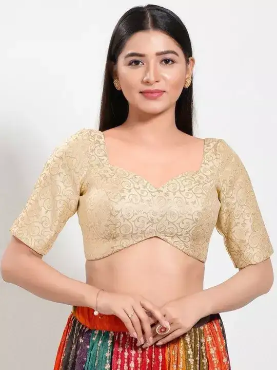 Image for Mmore-WomenWovenDesignBrocadeReadymadeSareeBlouse